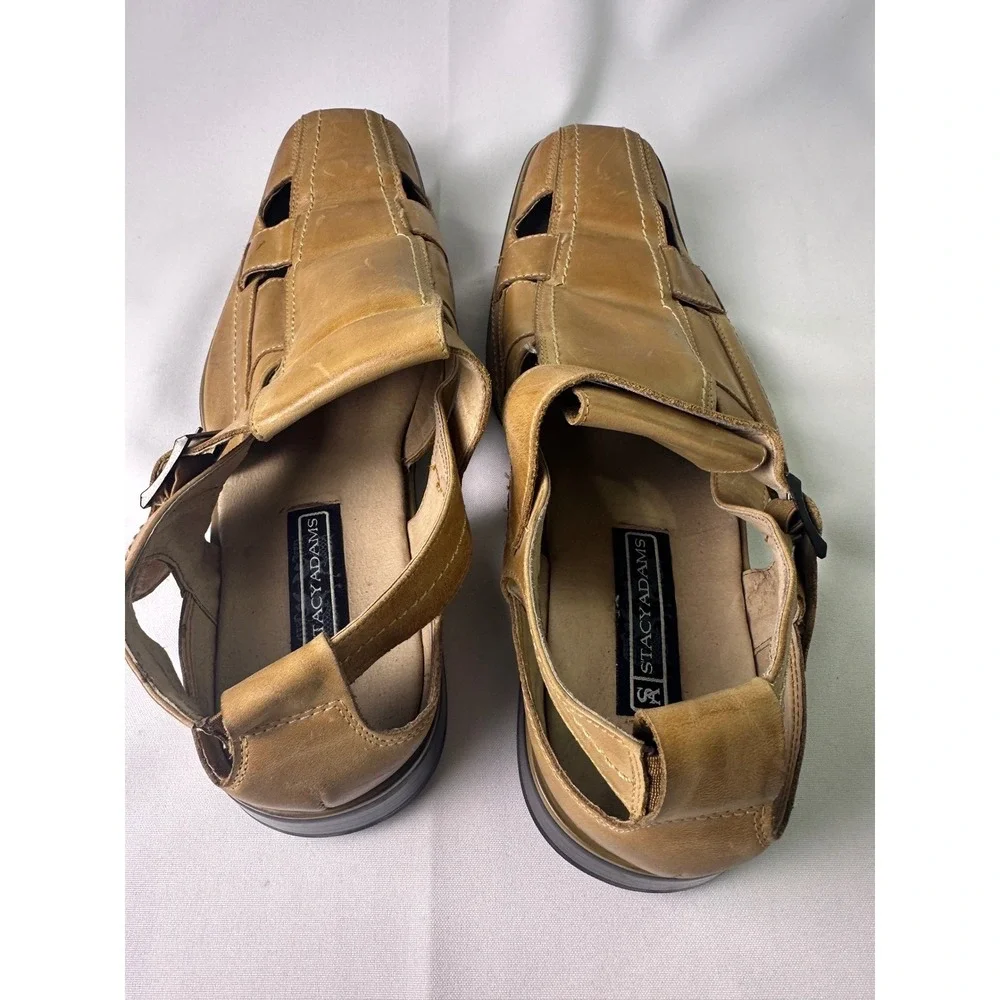 STACY ADAMS Men's‎ 10.5 M Tan Leather Fisherman Buckle Sandals 24658